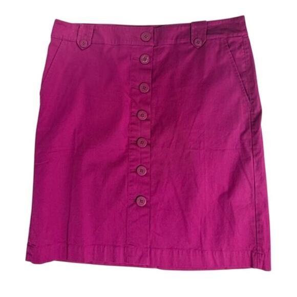 Talbots Cotton Skirt Fuchsia Pink mock button down Sz 12 - Picture 1 of 5